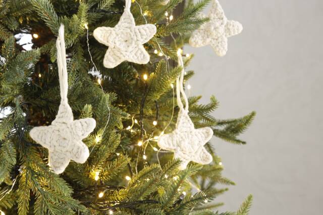 Handmade Crochet Star Christmas Ornament Set Of 6, Festive Tree Decoration, Holiday Decor, Star-Shaped Ornament, For - image 1