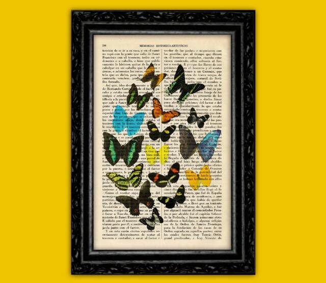 Butterflies Book Art Print Insect Butterfly Gift Poster Dorm Room Wall Decor Dictionary Animal - 23-N??5 - image 1