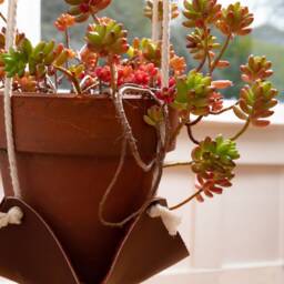 Indoor Hanging Plant Hanger Leather Hammock Jungle Air Macrame Holder Minimal Planter Hygge Decor - thumbnail 4
