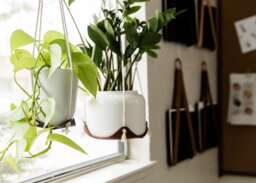Indoor Hanging Plant Hanger Leather Hammock Jungle Air Macrame Holder Minimal Planter Hygge Decor