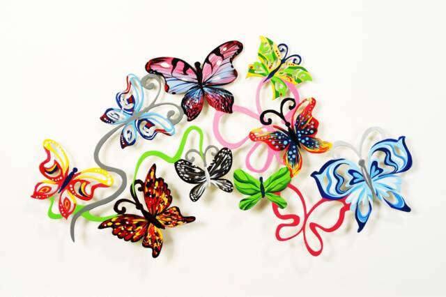 Round Butterflies, Metal Art, Wall Hanging, Sculpture, Home Decor, Medium Wall Animal Or - image 1