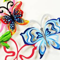 Round Butterflies, Metal Art, Wall Hanging, Sculpture, Home Decor, Medium Wall Animal Or - thumbnail 3