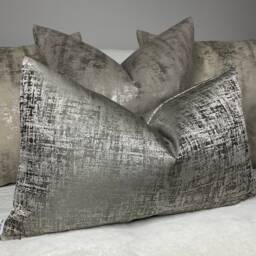 Amelie Cushion Pillow Cover Steel - Grey Silver For Sofa Bed Designer Fabric High Quality Handmade in UK Rectangle Double Sided
