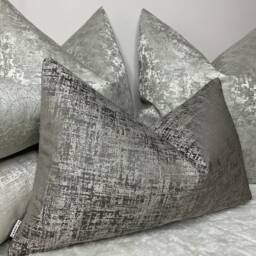 Amelie Cushion Pillow Cover Steel - Grey Silver For Sofa Bed Designer Fabric High Quality Handmade in UK Rectangle Double Sided - thumbnail 3