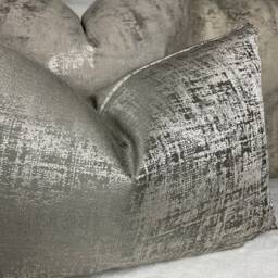 Amelie Cushion Pillow Cover Steel - Grey Silver For Sofa Bed Designer Fabric High Quality Handmade in UK Rectangle Double Sided - thumbnail 4
