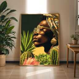 Bold Black Woman Portrait Print - Afrocentric Botanical Art - Poster Only - thumbnail 3