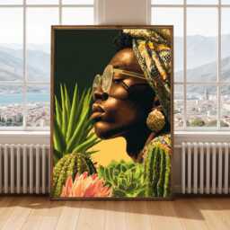 Bold Black Woman Portrait Print - Afrocentric Botanical Art - Poster Only - thumbnail 2