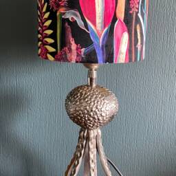 Exotic Floral Black Velvet Lampshade Handmade Table Lampshade Or Ceiling Pendant - thumbnail 3