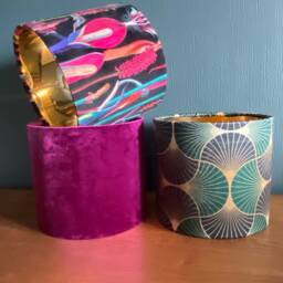 Exotic Floral Black Velvet Lampshade Handmade Table Lampshade Or Ceiling Pendant - thumbnail 4
