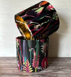 Exotic Floral Black Velvet Lampshade Handmade Table Lampshade Or Ceiling Pendant