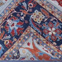 8'6x10 Ft Large Afghan Super Fine Turkish Bidjar Rug, Grayish Blue Turkmen Hand Knotted Wool Area Rugs For Living Room Bedroom - thumbnail 4