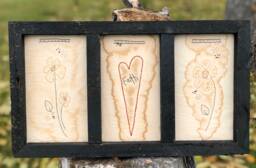Love Blooms Primitive Stitchery Framed Print - thumbnail 1
