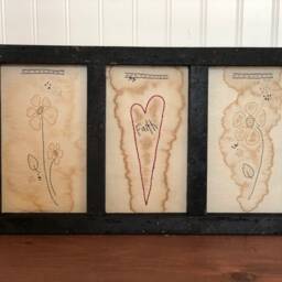 Love Blooms Primitive Stitchery Framed Print - thumbnail 3