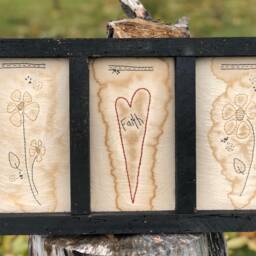 Love Blooms Primitive Stitchery Framed Print - thumbnail 2