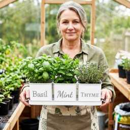 Customisable 3 Piece Metal Herb Planter Set in Gloss White - thumbnail 2