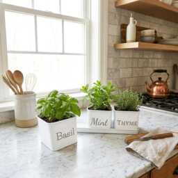 Customisable 3 Piece Metal Herb Planter Set in Gloss White