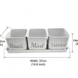 Customisable 3 Piece Metal Herb Planter Set in Gloss White - thumbnail 3