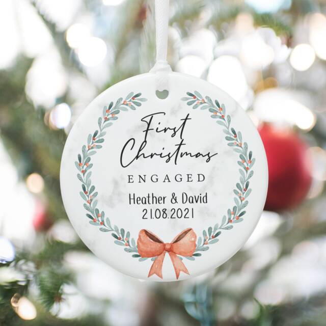 Personalised 1st Christmas Engaged Ornament, First Gift, Engagement Keepsake, Bauble - image 1