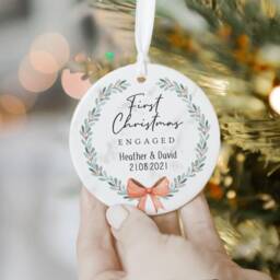 Personalised 1st Christmas Engaged Ornament, First Gift, Engagement Keepsake, Bauble - thumbnail 2