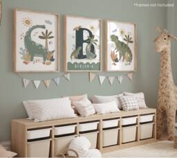 Set Of 3 Personalised Dinosaur Prints, Print, Bedroom Decor, Playroom Scandi Kids Art - thumbnail 1