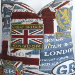 Union Jack Pillow Cover - Denim Blue UK Throw - thumbnail 2