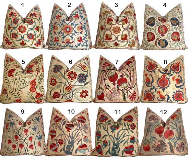 Sale Hand Embroidered Uzbek Suzani Pillow, Decorative Pillows, Decorative Pillows For Bed, Couch, Decorative Throw Pil - image 1