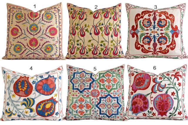 Sale Hand Embroidered Uzbek Suzani Pillow, Decorative Pillows, Decorative Pillows For Bed, Couch, Decorative Throw Pil - image 1