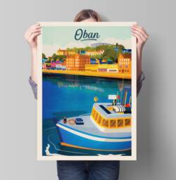 Oban Travel Poster - Harbour Argyll & Bute Scotland Art Print - thumbnail 1