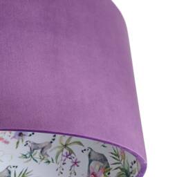 Amethyst Velvet Drum Lampshade, Lemur Print Lining, Tropical Style - thumbnail 3