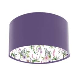 Amethyst Velvet Drum Lampshade, Lemur Print Lining, Tropical Style - thumbnail 1