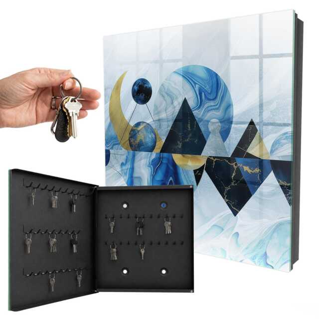 Cosmic Abstraction Wall Mounted Key Cabinet, Blue Box For Home, Abstract Abstraction, Lovers Of Modern Art - image 1