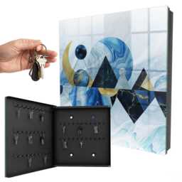 Cosmic Abstraction Wall Mounted Key Cabinet, Blue Box For Home, Abstract Abstraction, Lovers Of Modern Art