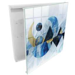Cosmic Abstraction Wall Mounted Key Cabinet, Blue Box For Home, Abstract Abstraction, Lovers Of Modern Art - thumbnail 2