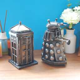 Metal Police Box & Robot Scrap Sculpture, Handmade Recycled Steel Art, One-Of-A-Kind Valentine Gift - thumbnail 3