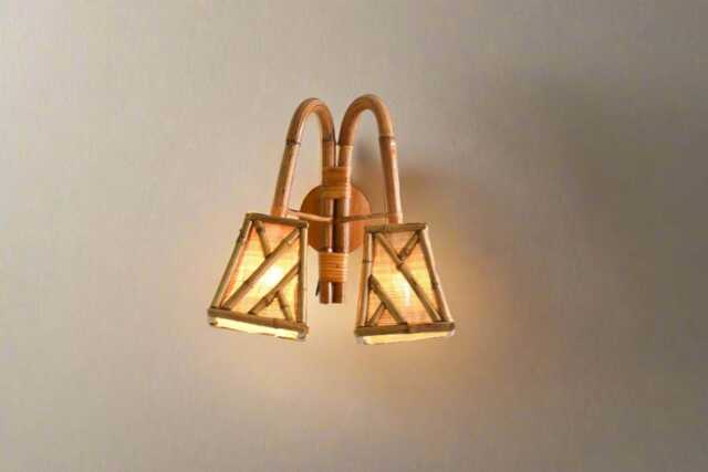 Chippendale Pattern Shade Double Wall Sconce, Bedroom Light - image 1
