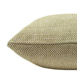 Faux Wool Linen Blend Herringbone Extra-Large Cushion in Olive Green. Traditional Linen-Mix Effect Fabric. 23X23 - thumbnail 2