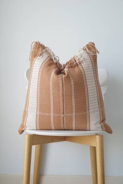 Brown Tribal Hemp Hand Woven Natural Dye Color Hmong Lumbar Pillow Cover - image 1