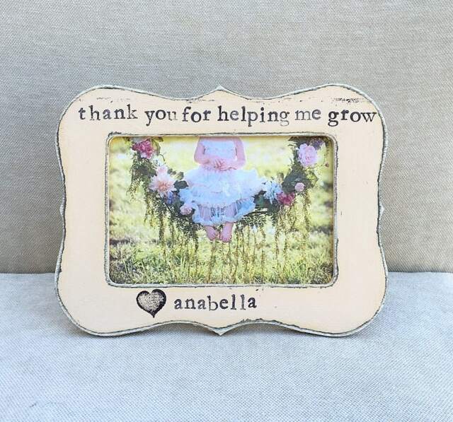 Teacher Appreciation Gift, Thank You For Helping Me Grow, Nanny Babysitter Picture Frame, 4x6, From Child, Preschool - image 1