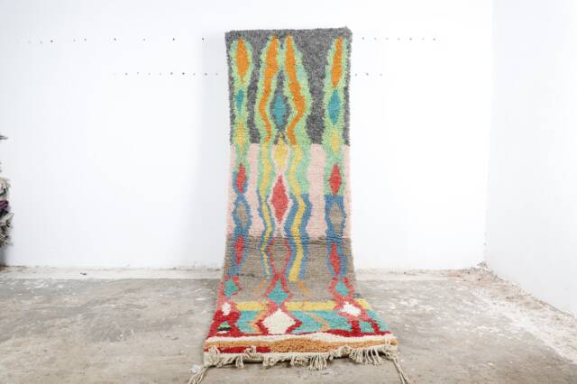 Abstract Berber Wool Runner Rug Colorful Moroccan Hallway Rug - image 1