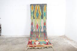 Abstract Berber Wool Runner Rug Colorful Moroccan Hallway Rug - thumbnail 1