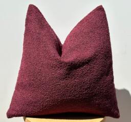 Burgundy Boucle Pillow Cover, Textured Cotton Wool Blend, Boho Home Decor