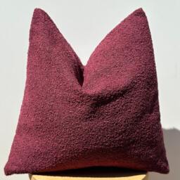 Burgundy Boucle Pillow Cover, Textured Cotton Wool Blend, Boho Home Decor - thumbnail 3
