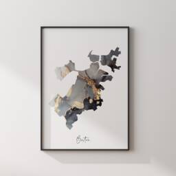 Boston Map Black & Gold Wall Art Print - Massachusetts Usa United States Of America [Ev] - thumbnail 3