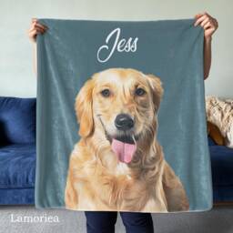 Personalized Pet Photo Blanket, Dog Memorial Blanket, Blankets, Customized Throws, Dad Gifts, Lover Gift For Kids - thumbnail 2