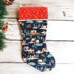 Rifle Paper Co Holiday Classics Ii - Village Navy Fabric Christmas Stocking - thumbnail 2