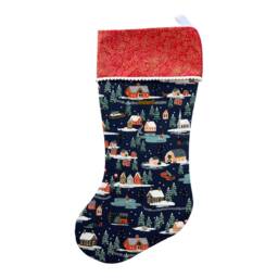 Rifle Paper Co Holiday Classics Ii - Village Navy Fabric Christmas Stocking - thumbnail 3