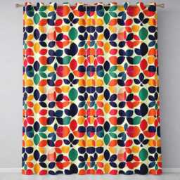Abstract Leaf Petal Shapes Scandinavian Style Seamless Pattern Readymade Eyelet Ring Top Thermal 100% Blackout Curtains - thumbnail 2