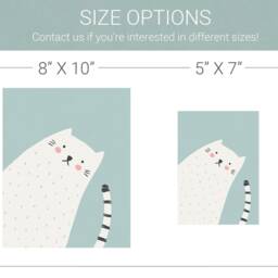 Cat Art Print - Nursery Art, Kids Room Wall Baby Decor, Lover Gift - thumbnail 2
