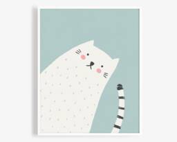 Cat Art Print - Nursery Art, Kids Room Wall Baby Decor, Lover Gift - thumbnail 1