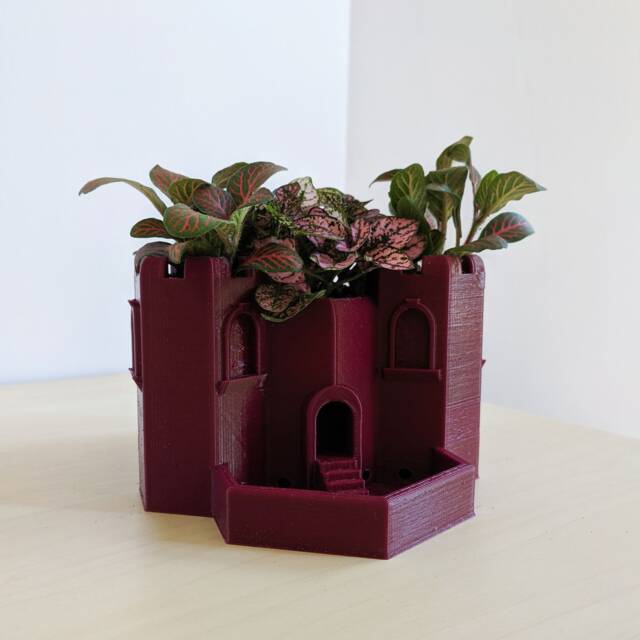 Tri-Tower Castle Planter For Small Succulents, Herb Garden Planter, Cactus Fairy - image 1